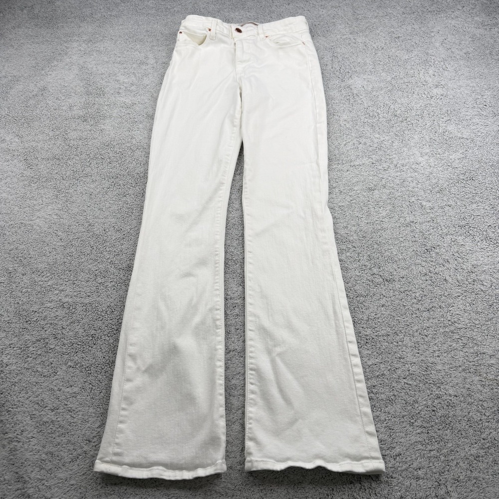 Fidelity Denim Jeans Women 27x31 White Lily High Rise Boot Flare Zip Fly Stretch